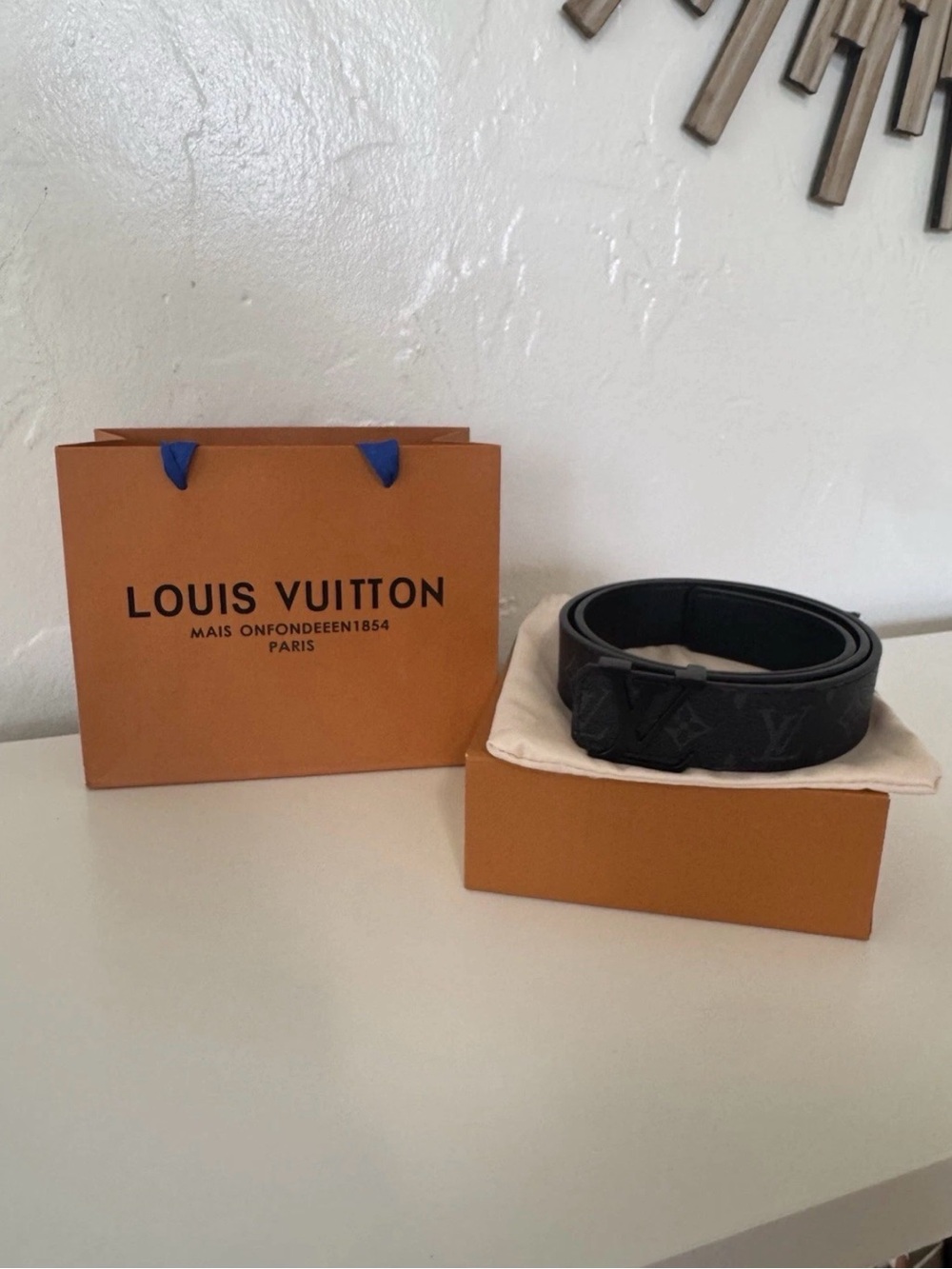 Lv Black Monogram Leather Belt